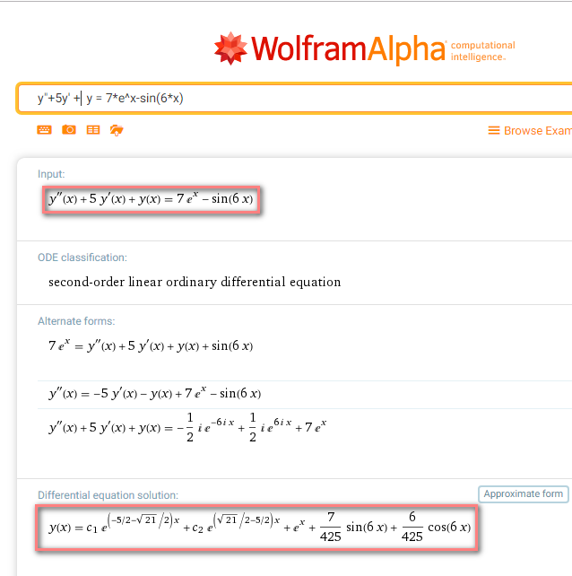 решение дифференциального уравнения онлайн в wolframalpha